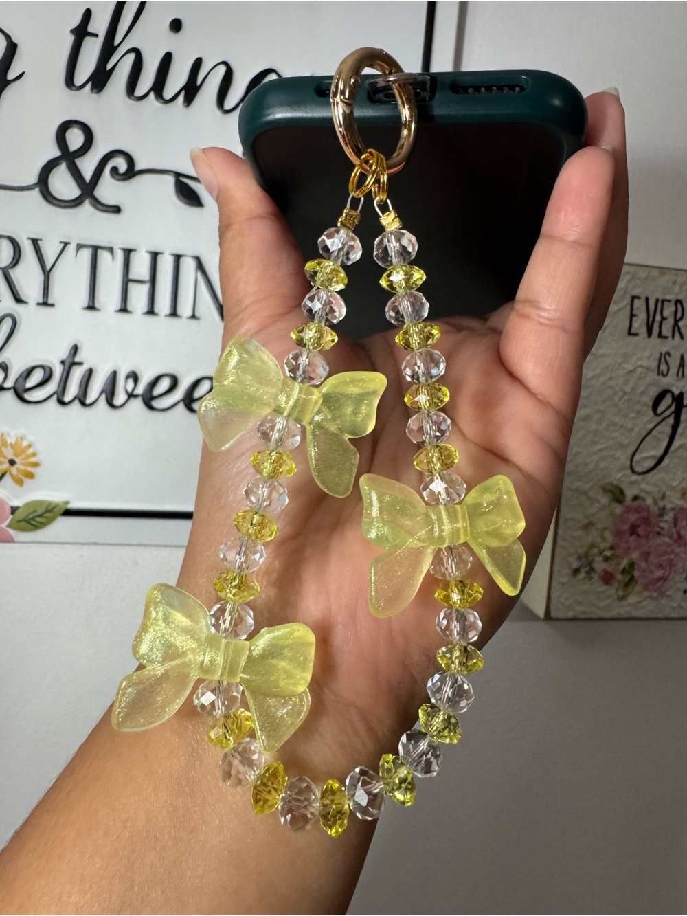 Bling Bling Crystal with Yellow Bow Phone/Key/Bag Chain #P1102